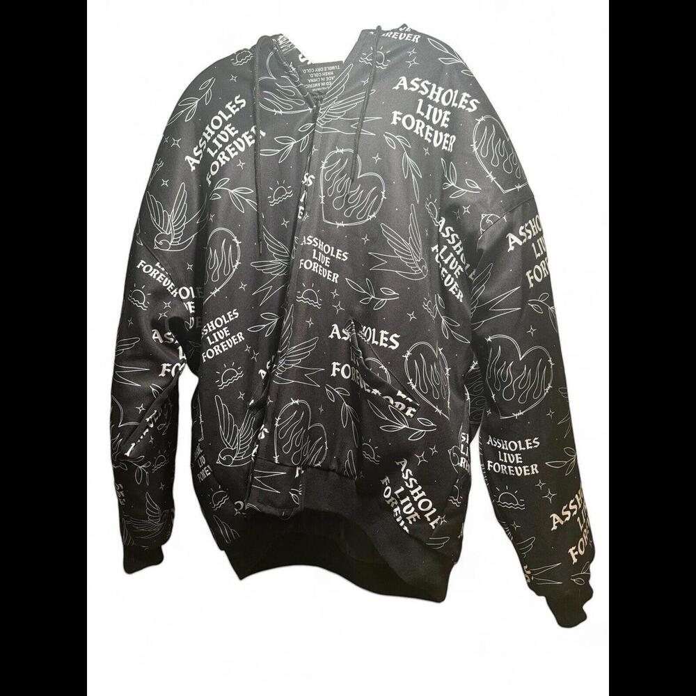 A$$holes Live Forever Love Bird Men’s Black Jacket Size 2XL
